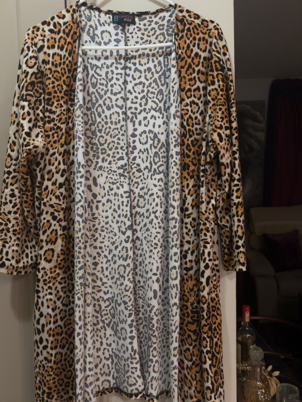 Famous USA Leopard Print Duster Cardigan Size 2X